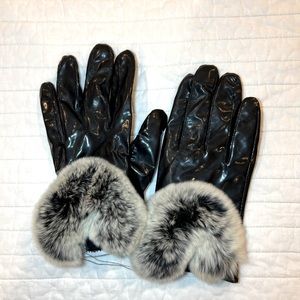 Designer Faux Leather & fur gloves